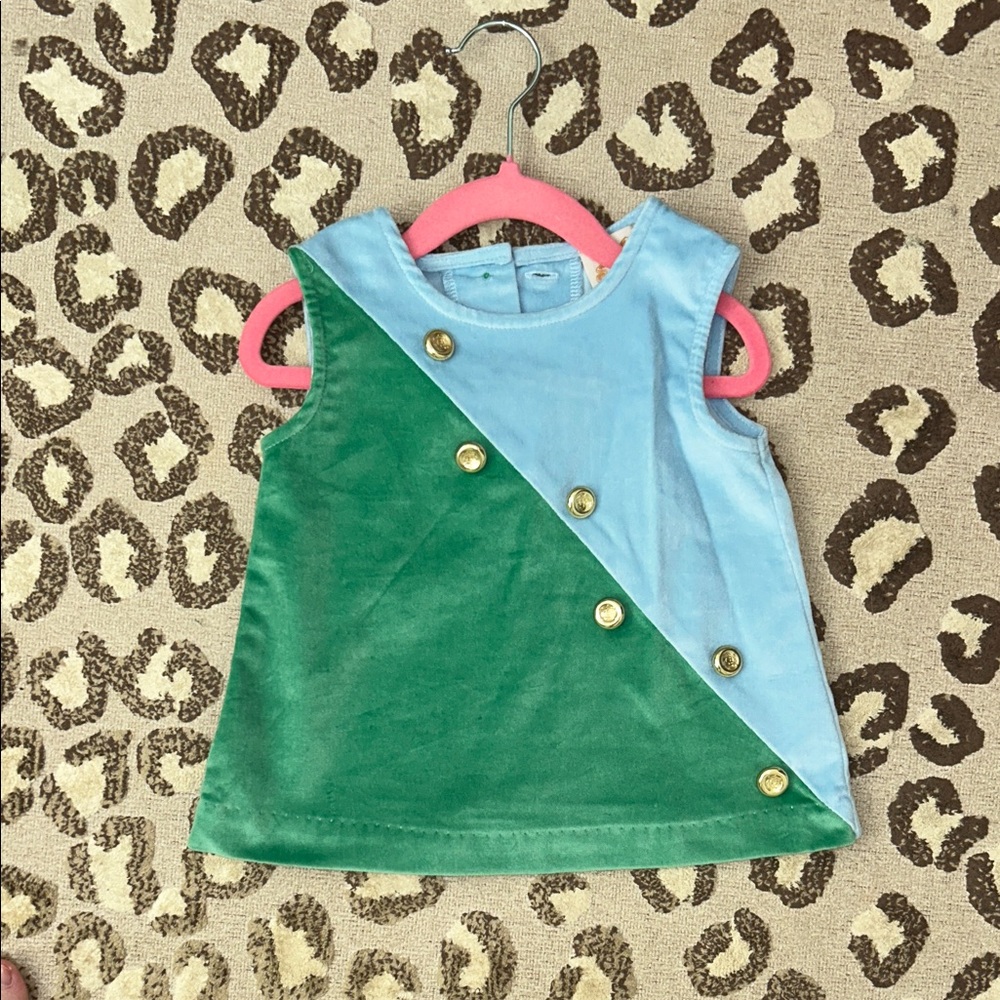 NWOT Green and Light Blue Sleeveless Velvet Shift Top